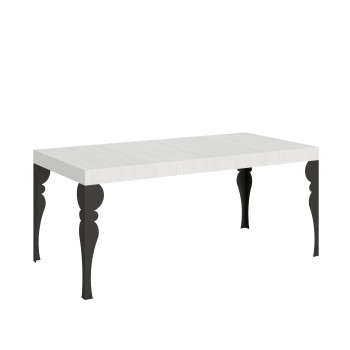Table Paxon pieds anthracite D.90 - Table extensible 180/440x90 cm Paxon frêne blanc pieds anthracite