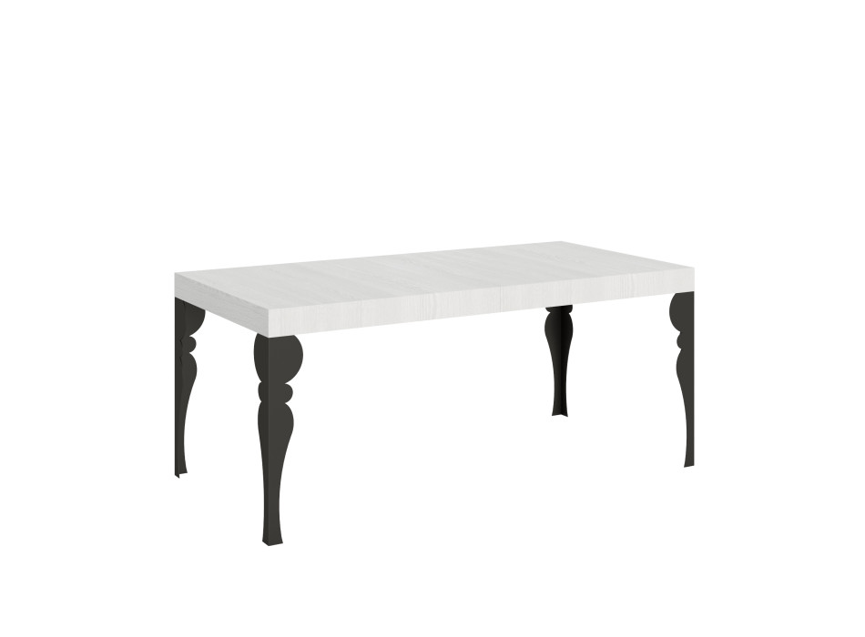 Table Paxon pieds anthracite D.90 - Table extensible 180/440x90 cm Paxon frêne blanc pieds anthracite
