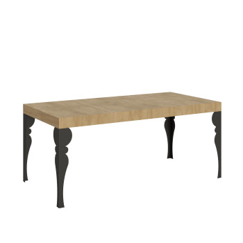 Table Paxon pieds anthracite D.90 - Table extensible 200/304x90 cm Paxon frêne blanc pieds anthracite