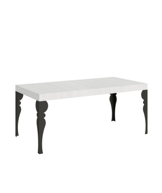 Table Paxon pieds anthracite D.90 - Table extensible 200/304x90 cm Paxon frêne blanc pieds anthracite