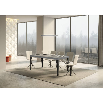 Table Paxon pieds anthracite D.90 - Table extensible 200/460x90 cm Paxon frêne blanc pieds anthracite