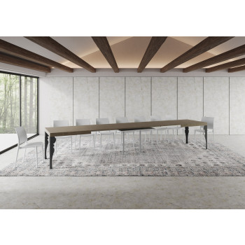 Table Paxon pieds anthracite D.90 - Table extensible 200/460x90 cm Paxon frêne blanc pieds anthracite