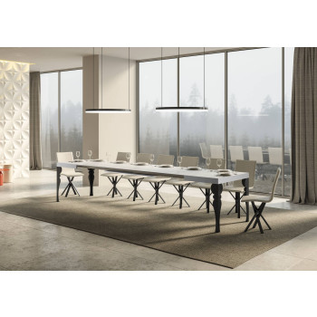 Table Paxon pieds anthracite D.90 - Table extensible 200/460x90 cm Paxon frêne blanc pieds anthracite
