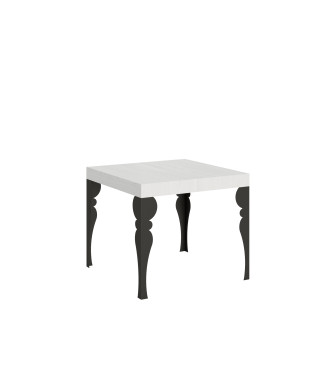 Table Paxon pieds anthracite D.90 - Table extensible 90/246x90 cm Paxon frêne blanc pieds anthracite