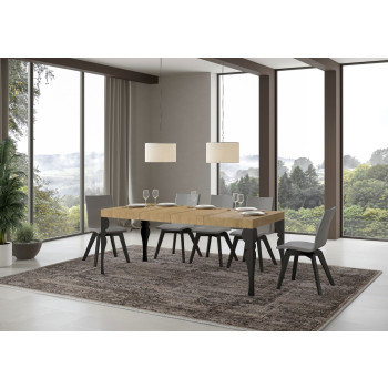 Table Paxon Premium pieds anthracite D.90 - Table extensible 120/380x90 cm Paxon Premium frêne blanc pieds anthracite
