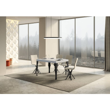 Table Paxon Premium pieds anthracite D.90 - Table extensible 140/400x90 cm Paxon Premium frêne blanc pieds anthracite