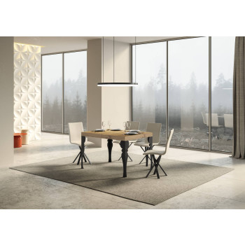 Table Paxon Premium pieds anthracite D.90 - Table extensible 140/400x90 cm Paxon Premium frêne blanc pieds anthracite