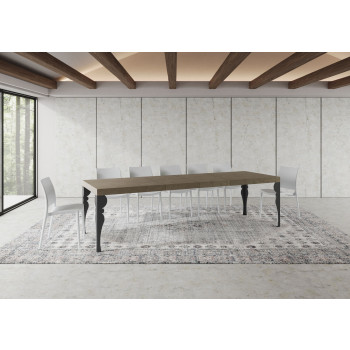 Table Paxon Premium pieds anthracite D.90 - Table extensible 160/420x90 cm Paxon Premium frêne blanc pieds anthracite