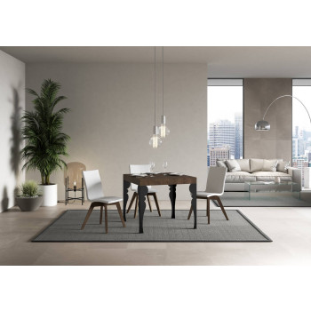 Table Paxon Premium pieds anthracite D.90 - Table extensible 90/246x90 cm Paxon Premium frêne blanc pieds anthracite