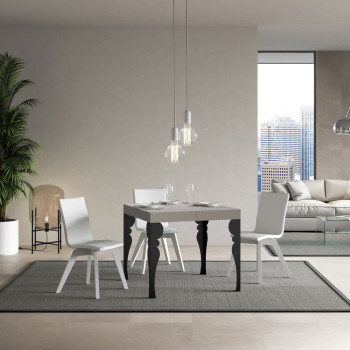 Table Paxon Premium pieds anthracite D.90 - Table extensible 90/246x90 cm Paxon Premium frêne blanc pieds anthracite
