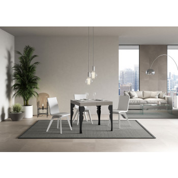 Table Paxon Premium pieds anthracite D.90 - Table extensible 90/246x90 cm Paxon Premium frêne blanc pieds anthracite