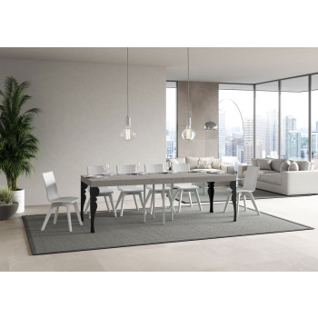 Table Paxon Premium pieds anthracite D.90 - Table extensible 90/246x90 cm Paxon Premium frêne blanc pieds anthracite