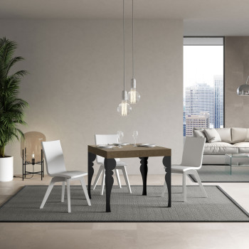 Table Paxon Premium pieds anthracite D.90 - Table extensible 90/246x90 cm Paxon Premium frêne blanc pieds anthracite