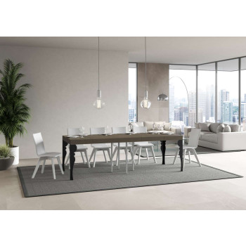 Table Paxon Premium pieds anthracite D.90 - Table extensible 90/246x90 cm Paxon Premium frêne blanc pieds anthracite