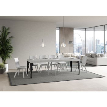 Table Paxon Premium pieds anthracite D.90 - Table extensible 90/246x90 cm Paxon Premium frêne blanc pieds anthracite
