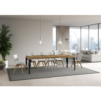 Table Paxon Premium pieds anthracite D.90 - Table extensible 90/246x90 cm Paxon Premium frêne blanc pieds anthracite