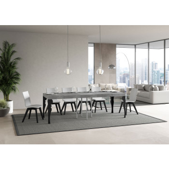 Table Paxon Premium pieds anthracite D.90 - Table extensible 90/246x90 cm Paxon Premium frêne blanc pieds anthracite