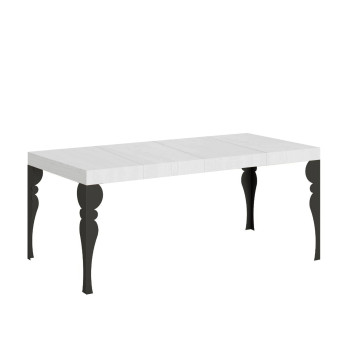 Table Paxon Premium pieds anthracite D.90 - Table extensible 90/246x90 cm Paxon Premium frêne blanc pieds anthracite