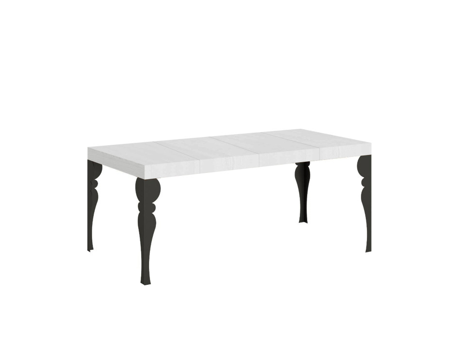 Table Paxon Premium pieds anthracite D.90 - Table extensible 90/246x90 cm Paxon Premium frêne blanc pieds anthracite