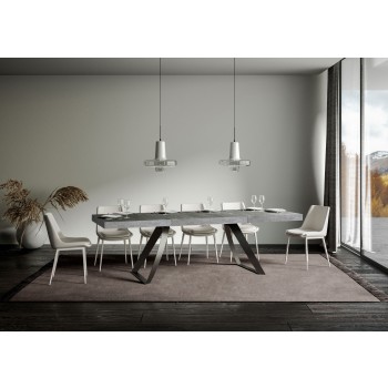 Table Proxy Premium Anthracite - Table extensible 90x160/264 cm Proxy Premium Frêne blanc Structure anthracite
