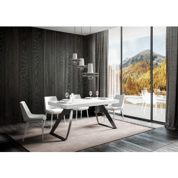 Table Proxy Premium Anthracite - Table extensible 90x180/284 cm Proxy Premium Frêne blanc Structure anthracite