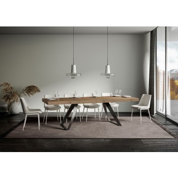 Table Proxy Premium Anthracite - Table extensible 90x180/284 cm Proxy Premium Frêne blanc Structure anthracite