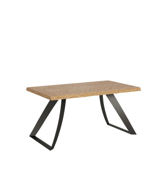 Table Proxy = Tabira Bois Massif Écorcé - Table Extensible 90x160/260 cm Chêne Écorcé Tabira Pieds Anthracite