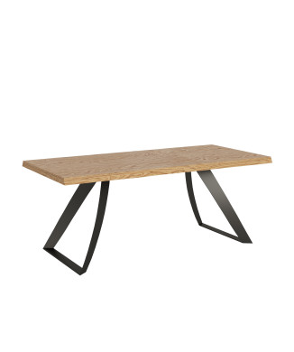 Table Proxy = Tabira Bois Massif Écorcé - Table Extensible 90x200/300 cm Chêne Écorcé Tabira Pieds Anthracite