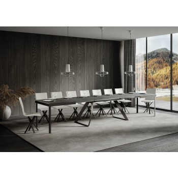 Table Proy Evolution Anthracite - Table extensible 90x160/420 cm Proxy Evolution Frêne Blanc Structure Anthracite