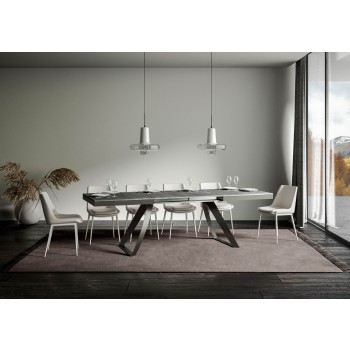 Table Proy Evolution Anthracite - Table extensible 90x180/440 cm Proxy Evolution Frêne Blanc Structure Anthracite