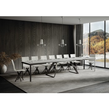 Table Proy Evolution Anthracite - Table extensible 90x180/440 cm Proxy Evolution Frêne Blanc Structure Anthracite