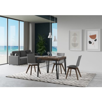 Table Rio - Table extensible 90x90/246 cm Rio Frêne blanc Structure anthracite