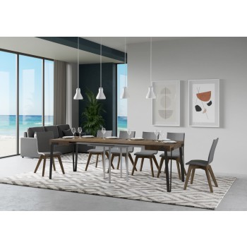 Table Rio - Table extensible 90x90/246 cm Rio Frêne blanc Structure anthracite