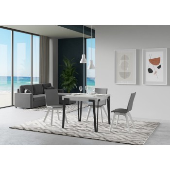 Table Rio - Table extensible 90x90/246 cm Rio Frêne blanc Structure anthracite