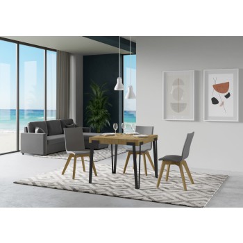 Table Rio - Table extensible 90x90/246 cm Rio Frêne blanc Structure anthracite