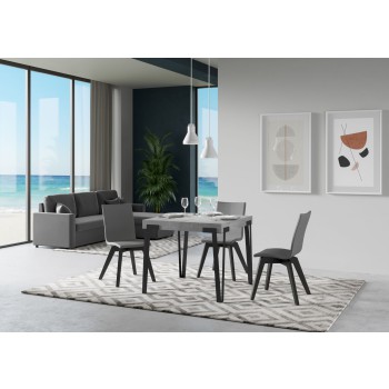 Table Rio - Table extensible 90x90/246 cm Rio Frêne blanc Structure anthracite