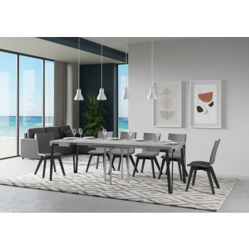 Table Rio - Table extensible 90x90/246 cm Rio Frêne blanc Structure anthracite