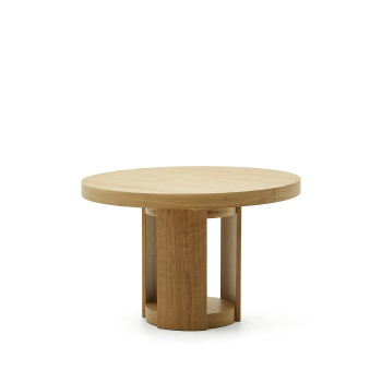Table ronde extensible Artis en bois massif et placage chêne FSC 100% 120 (170) x 80 cm