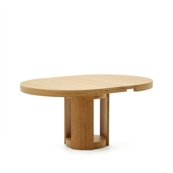 Table ronde extensible Artis en bois massif et placage chêne FSC 100% 120 (170) x 80 cm