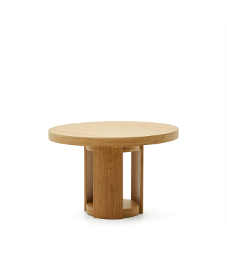 Table ronde extensible Artis en bois massif et placage chêne FSC 100% 120 (170) x 80 cm