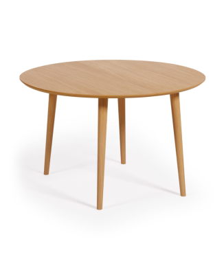 Table ronde extensible Oqui en placage de chêne Ø120