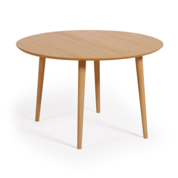 Table ronde extensible Oqui en placage de chêne Ø120