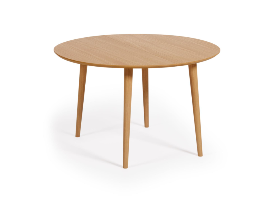 Table ronde extensible Oqui en placage de chêne Ø120