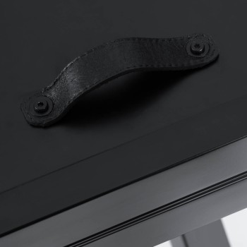 Table ronde extensible Vashti en verre et pieds en acier, finition noire, Ø 120 (160) cm