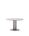 Table d'extérieur ronde Sedalis en acier avec plateau en aluminium gris tourterelle, Ø 80 cm
