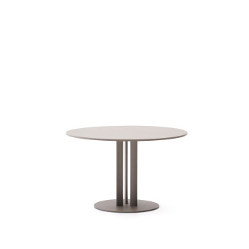 Table d'extérieur ronde Sedalis en acier avec plateau en aluminium gris tourterelle, Ø 80 cm