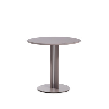 Table d'extérieur ronde Sedalis en acier avec plateau en aluminium gris tourterelle, Ø 80 cm