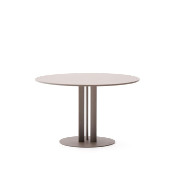 Table d'extérieur ronde Sedalis en acier avec plateau en aluminium gris tourterelle, Ø 80 cm