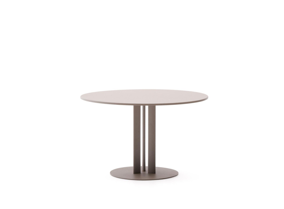 Table d'extérieur ronde Sedalis en acier avec plateau en aluminium gris tourterelle, Ø 80 cm