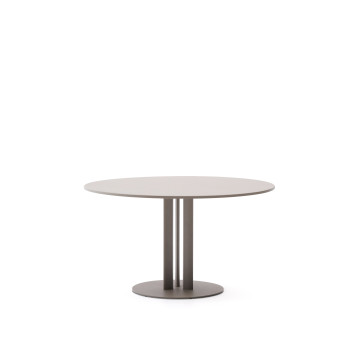 Table d'extérieur ronde Sedalis en acier avec plateau en aluminium gris tourterelle, Ø120 cm